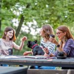 Girlfriends at the outdoor cafe
