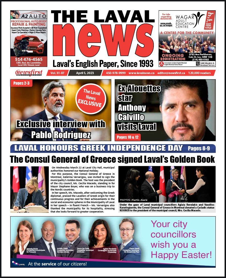 Front page of The Laval News.