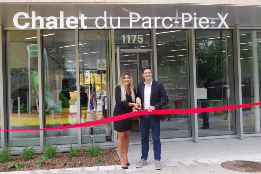 Mayor and councillors cut ribbons after Pie-X Park makeover in Chomedey